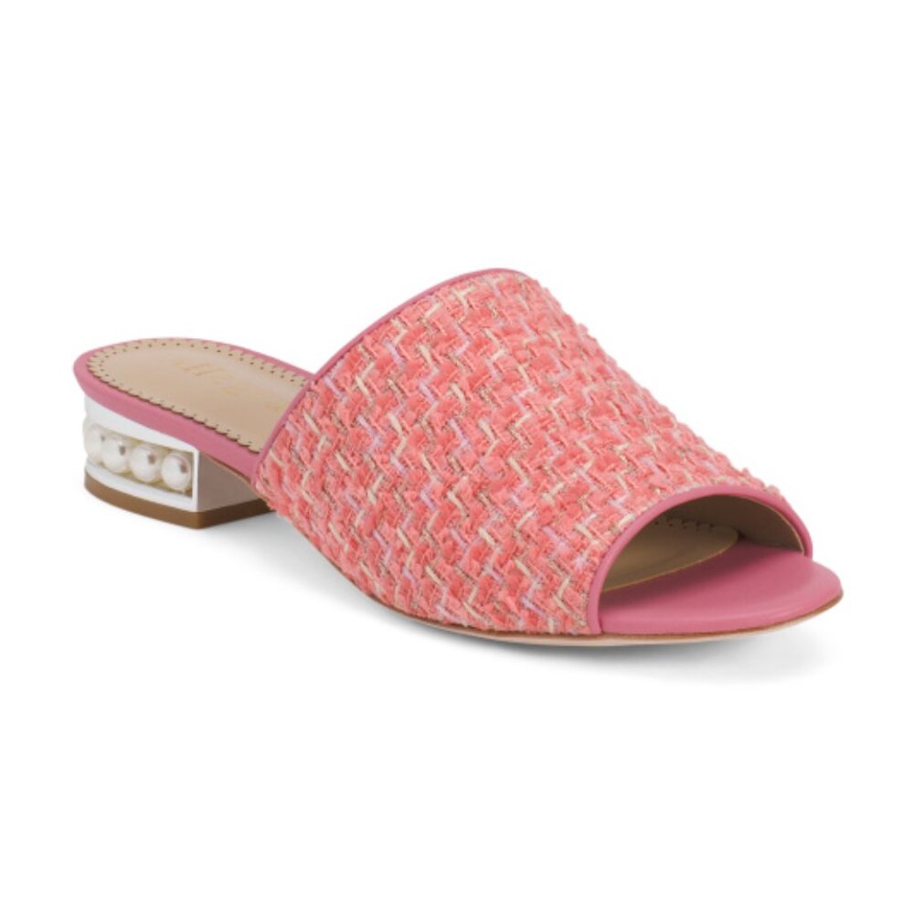 ALLEGRA JAMES Blanche Low Heel Sandals With Leather Trim
